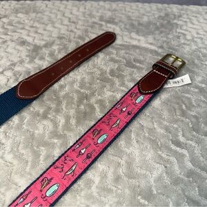 Simply Southern Fishing Lures Ribbon Belt Pink Navy ~ Men's 32